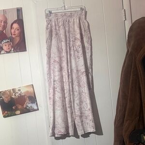 Lululemon Athletica White and Pink Patterned Pants